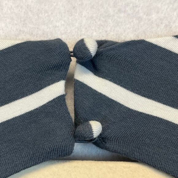 LOFT Knee Length Dress Sz 8 Blue White Striped Fit & Flare Short Sleeve Cut Out - Picture 12 of 13